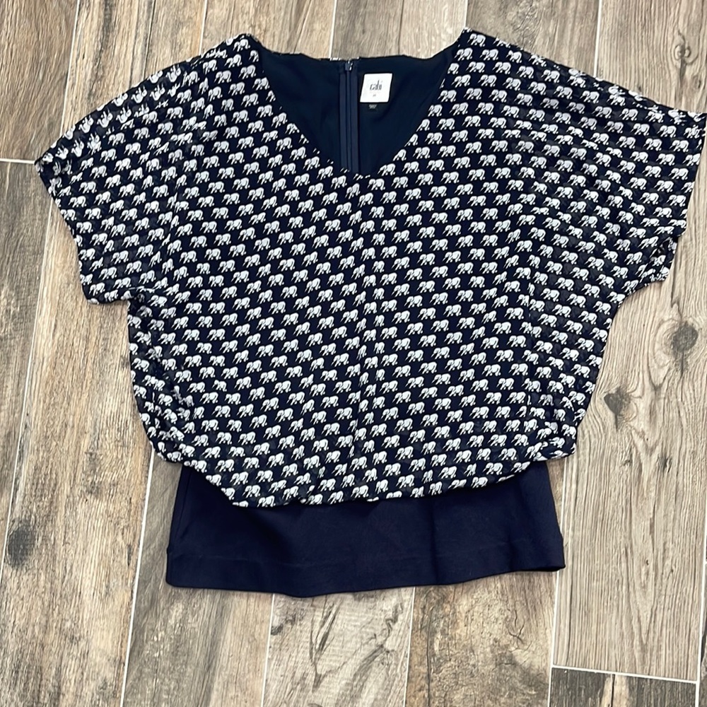 CAbi navy and white elephant parade top